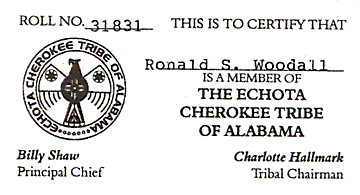 Member of Echota Cherokee Tribe